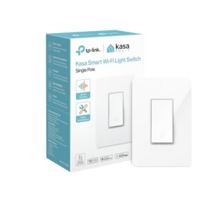 Kasa Smart Light Switch HS200. Single Pole. Needs Neutral Wire. 2.4GHz Wi-Fi Light Switch Works with Alexa and Google Home. UL Certified. No Hub Required . White. HS200