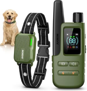 Jugbow Dog Shock Collar - 4200FT Dog Training Collar with Remote, IPX8 Waterproof Electric Dog Collar with 4 Training Modes, Security Lock, Rechargeable eCollar for 10-120lbs Dogs(DBU)
