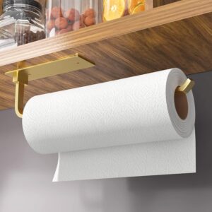 Paper Towel Holder - Self-Adhesive or Drilling, Matte Black, Upgraded Aluminum Kitchen Roll Dispenser Under Cabinet, Lighter but Stronger Than Stainless Steel!