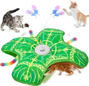 Interactive Cat Toys for Indoor Cats,[Newly Upgraded] Rechargeable Touch Activated Hide and Seek Kitten Toys for Bored Indoor Adult Cats with Fluttering。