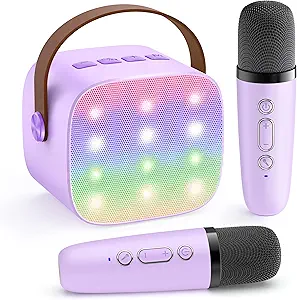 Mini Karaoke Machine for Kids, Portable Speaker (Purple)