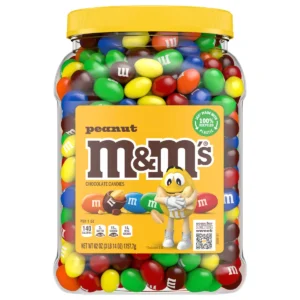 M&M??s Chocolate Candy, Peanut, 62 oz Jar